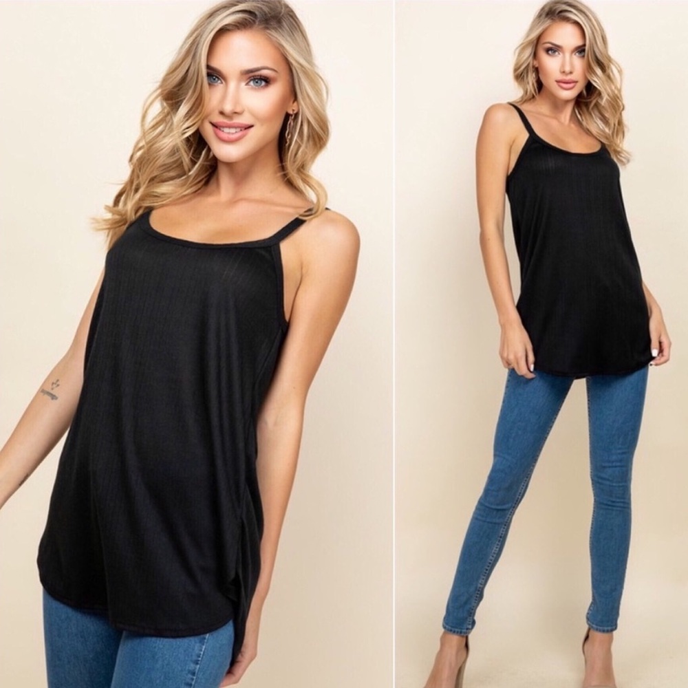 BLACK TULIP SPLIT SIDE HEM TANK TOP